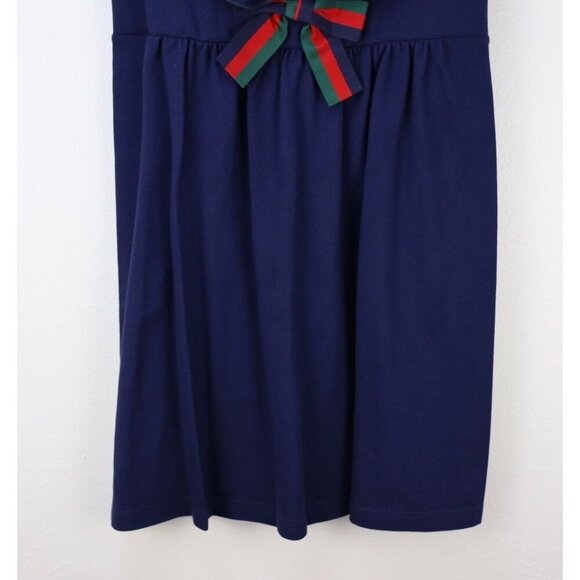 NWT Gucci kids ruffled dress with bow navy blue red green size 10 - Picture 5 of 12